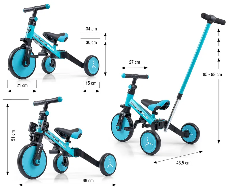MILLY MALLY 5305 Rowerek 4w1 OPTIMUS Plus Blue
