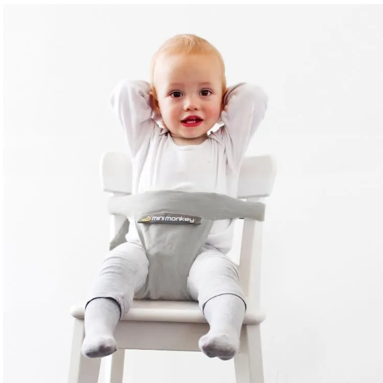 MINIMONKEY MKY_00000396 Szelki Do Krzesła Dla Niemowlaka Mini Chair 6M+ Jasnoszare