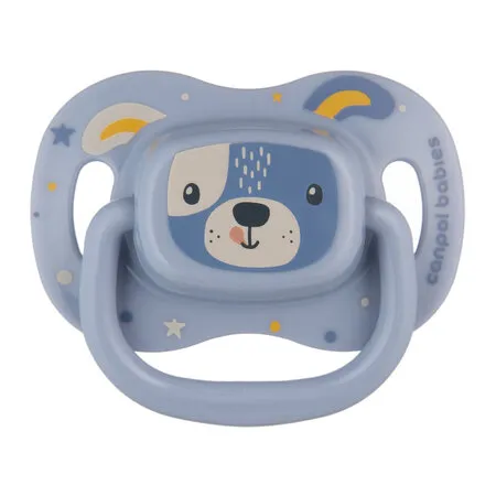 CANPOL 34/925 Smoczek Uspokajający Silikonowy 6-18 m Symetryczny Cute Animals - Niebieski