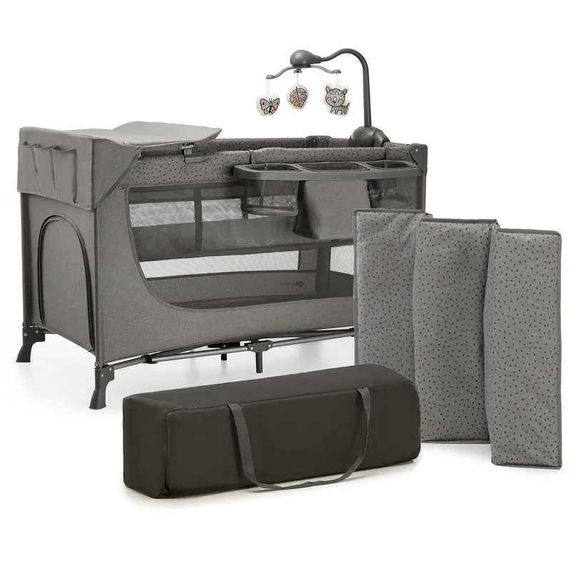 KINDERKRAFT Łóżeczko Turystyczne JOY 2 Z Akcesoriami DARK GREY