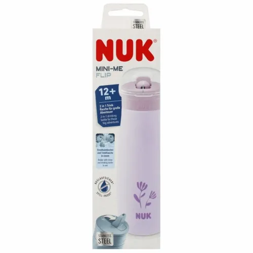 NUK 225329 Kubek Ze Stali Nierdzewnej 500ml Mini +12M Kwiat