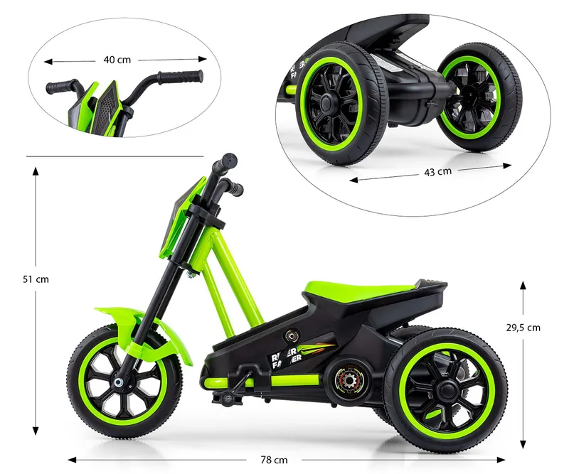 MILLY MALLY 5720 Gokart Na Pedały Rider Green