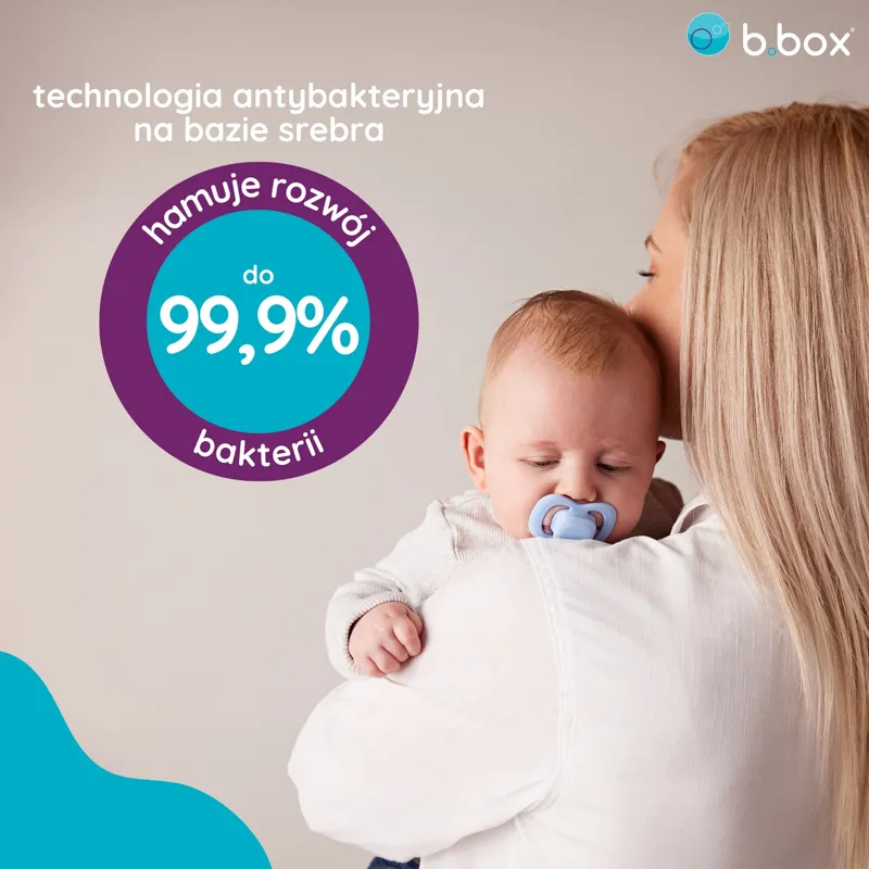 B.BOX BB300308 Smoczek Dla Noworodka I Niemowlaka 2 szt Symetryczny Silikonowy 0-6M Niebieski/Błękit