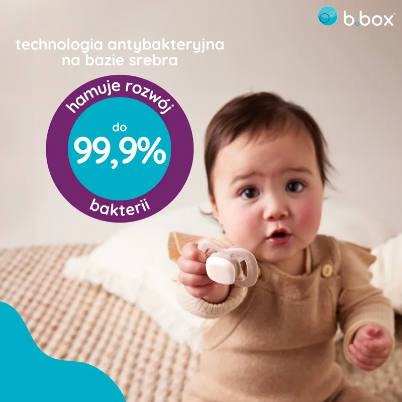 B.BOX BB300811 Smoczek Silikonowy Symetryczny 6M+ 2 szt Glow In The Dark Róż/Latte