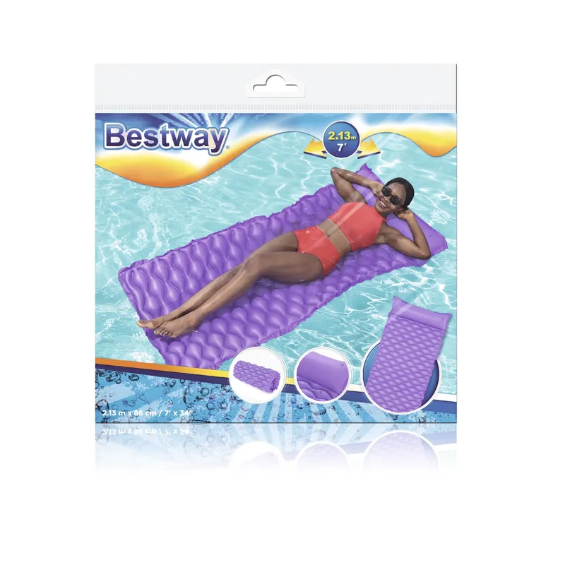 BESTWAY 44020 Dmuchany Materac Plażowy Zwijany 2,13x86 - Fioletowy