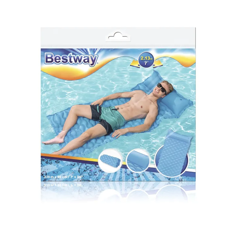 BESTWAY 44020 Dmuchany Materac Plażowy Zwijany 2,13x86 - Niebieski