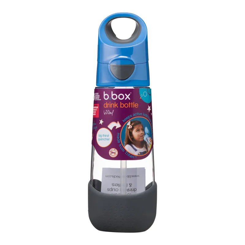B.BOX BB00224 Butelka Na Wodę Tritanową Ze Słomką 600 ml Blue Slate