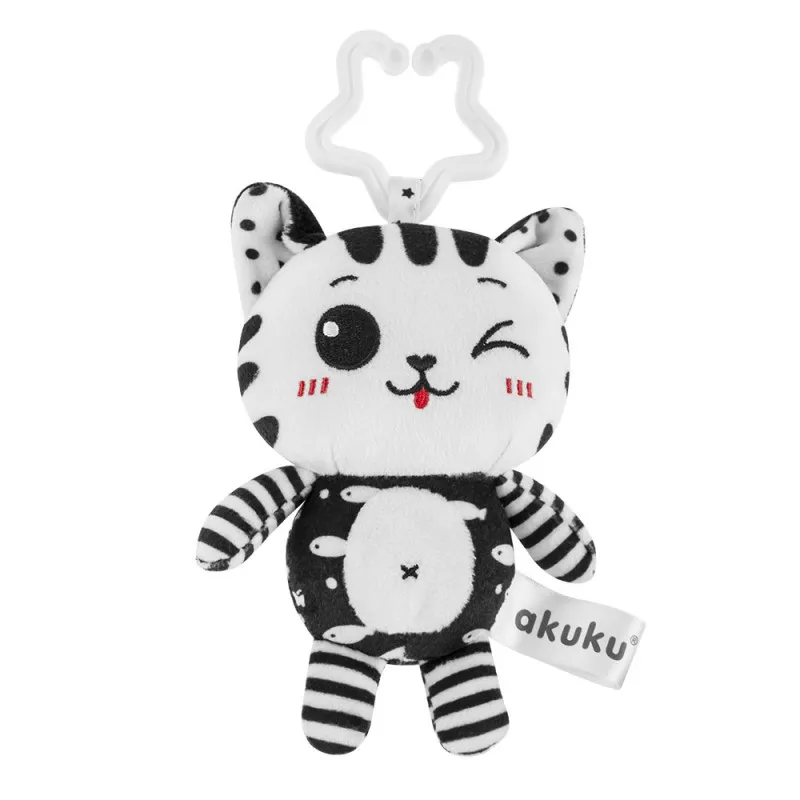 AKUKU A0658 Pluszowa Zawieszka Kotek - Czarno-Biały