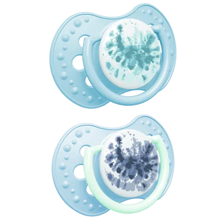 LOVI 22/919 Smoczek Silikonowy Dynamiczny 6-18M 2 szt Tie Dye Blue Boy
