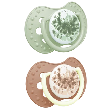 LOVI 22/919 Smoczek Silikonowy Dynamiczny 6-18M 2 szt Tie Dye Green Girl