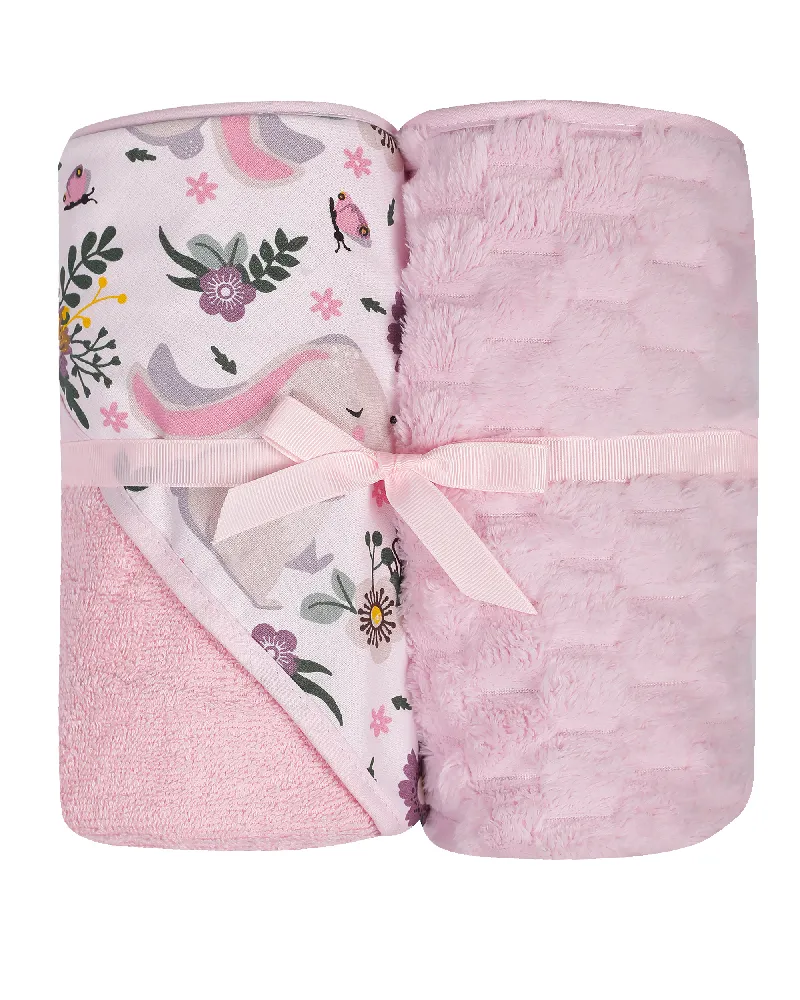 DUET BABY 547 Okrycie Kąpielowe DRUK FROTTE 100x100 cm + Kocyk KOSTKA 80x90 cm
