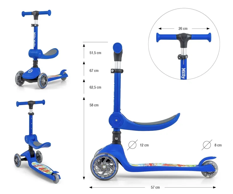MILLY MALLY 5753 Hulajnoga Scooter FUZZY Blue