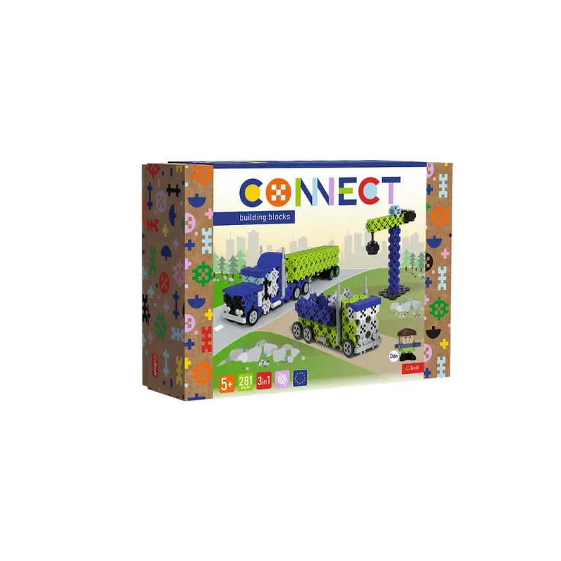 TREFL 61977 Klocki Connect 2w1 - Ciężarówka / Plac Budowy