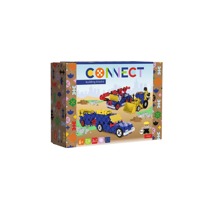 TREFL 61979 Klocki Connect 2w1 - Pojazdy Budowlane / SUV Z Przyczepą