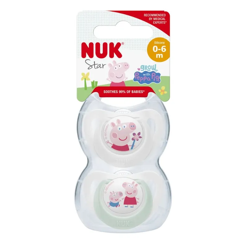 NUK 175333 Smoczek Uspokajający 2 el. 0-6M Silikon PEPPA
