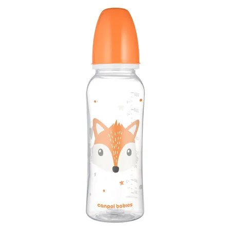 CANPOL 11/841 Butelka Standardowa 250ml CUTE ANIMALS - Pomarańczowa