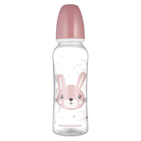 CANPOL 11/841 Butelka Standardowa 250ml CUTE ANIMALS - Różowa