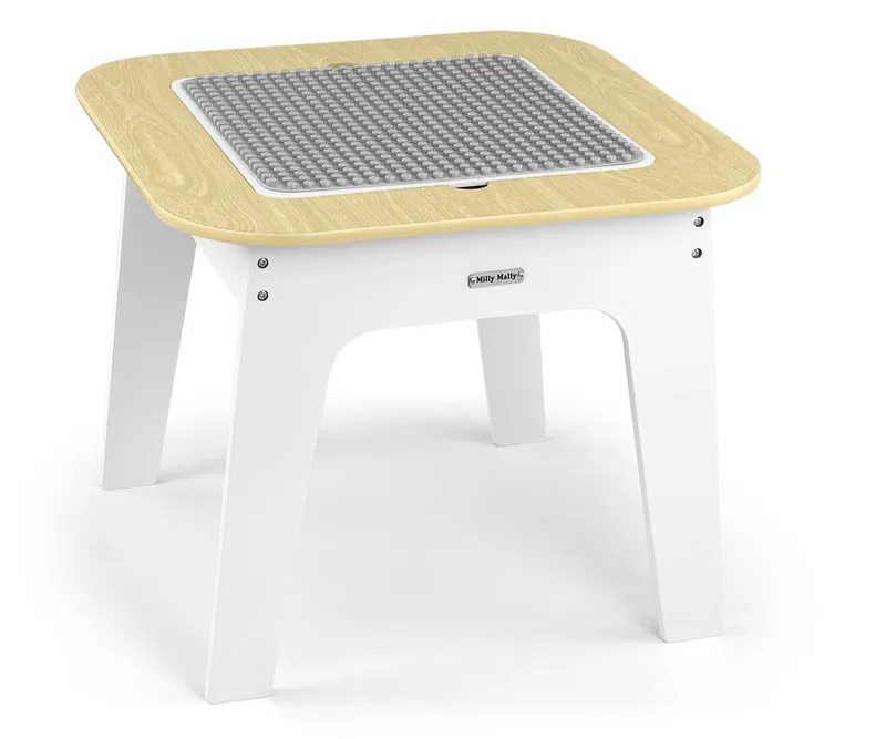 MILLY MALLY 6090 Zestaw Mebli Olaf Blocks - Stolik I Dwa Krzesełka White