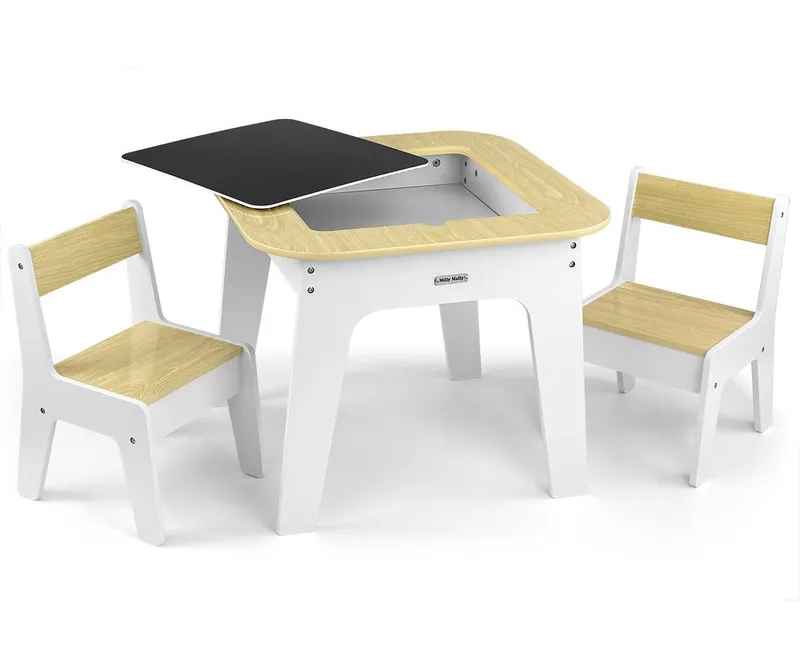 MILLY MALLY 6090 Zestaw Mebli Olaf Blocks - Stolik I Dwa Krzesełka White
