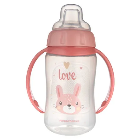 CANPOL 56/512_PINK2 Kubek Treningowy Z Miękkim Ustnikiem 320 ml CUTE ANIMALS