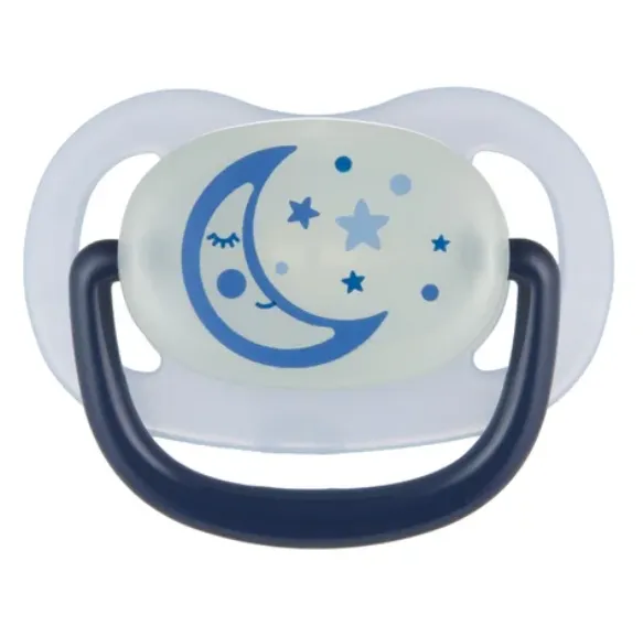 CANPOL 22/501_BLU New Smoczek Uspokajający Silikonowy 6-18M Anatomiczny NIGHT DREAMS - Niebieski