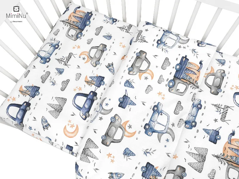 KIECZMERSKI Pościel C-2 100x135 cm MIMINU DESIGN Samochodziki Niebieskie Bawełna 100%