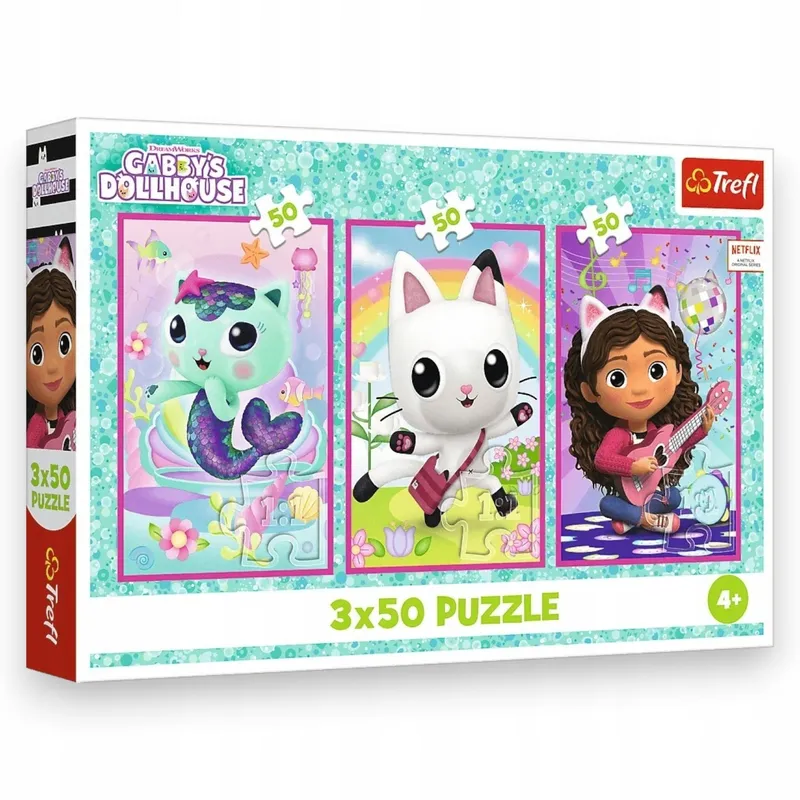 TREFL 34876 Puzzle 3x50 Poznajcie Gabby I Kotki