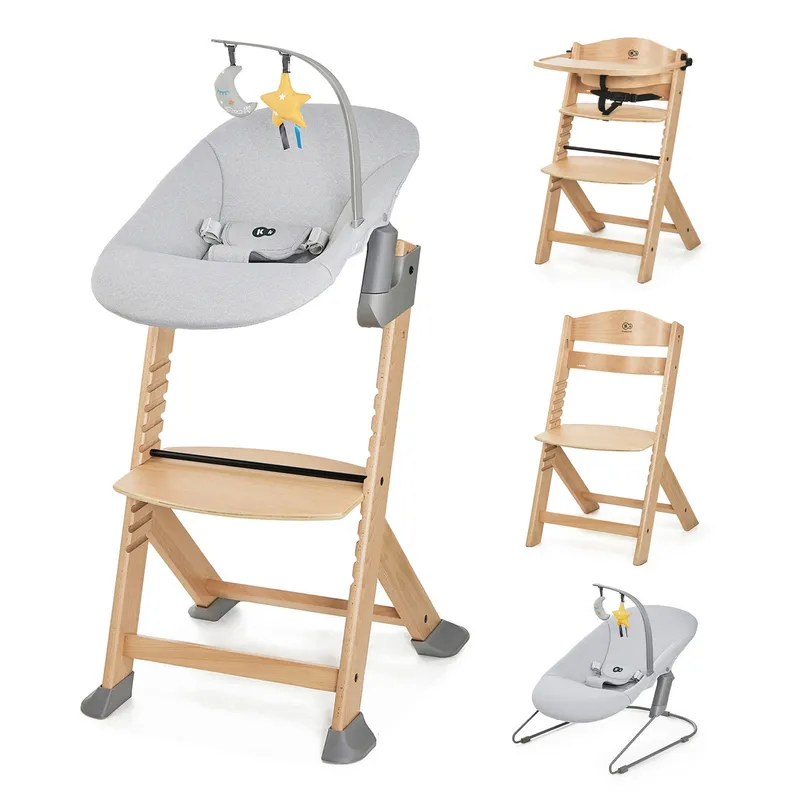 KINDERKRAFT Krzesełko Do Karmienia ENOCK + Bujaczek CALMEE GREY 26466