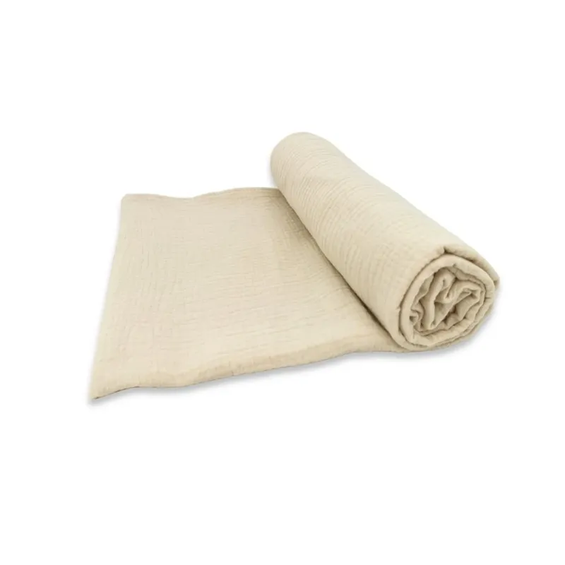 KIECZMERSKI Pielucha - Otulacz 120x120 MUŚLIN Bawełna 100% Ciepły Beż