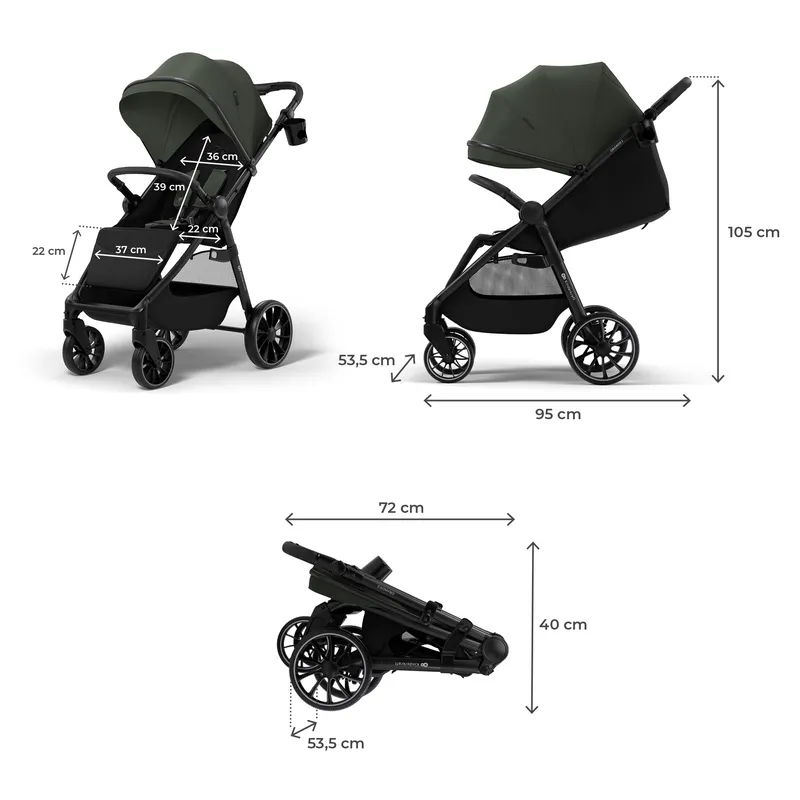 KINDERKRAFT Wózek Spacerowy GRANDE 2 Mystic Green