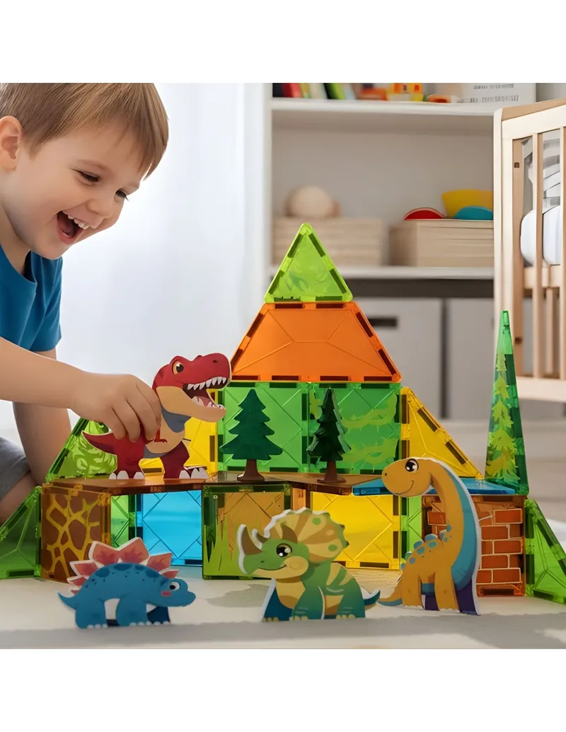 WOOPIE 558390 Klocki Magnetyczne 7,5 cm Dino 30 el