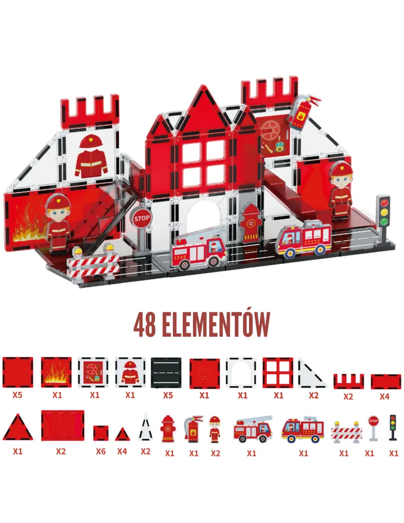 WOOPIE 55013 Klocki Magnetyczne Straż Pożarna 48 el