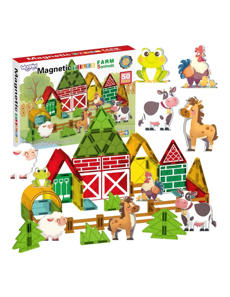 WOOPIE 55846 Klocki Magnetyczne 7,5 cm Farma 50 el