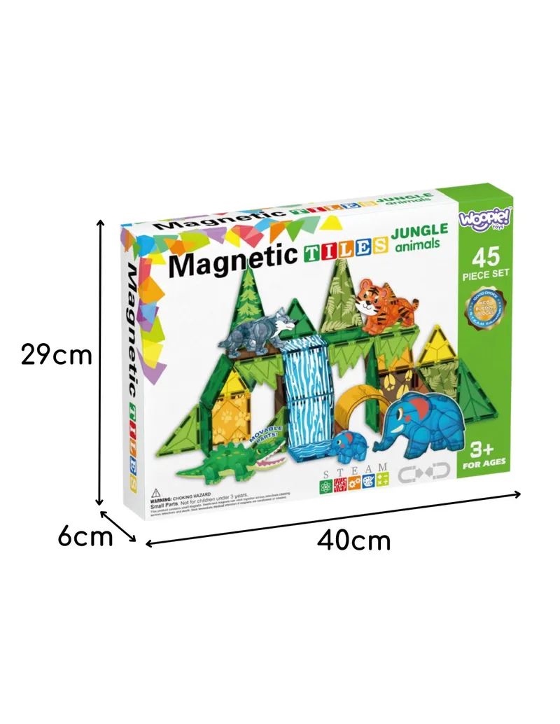 WOOPIE 558600 Klocki Magnetyczne 3D Dżungla 45 el