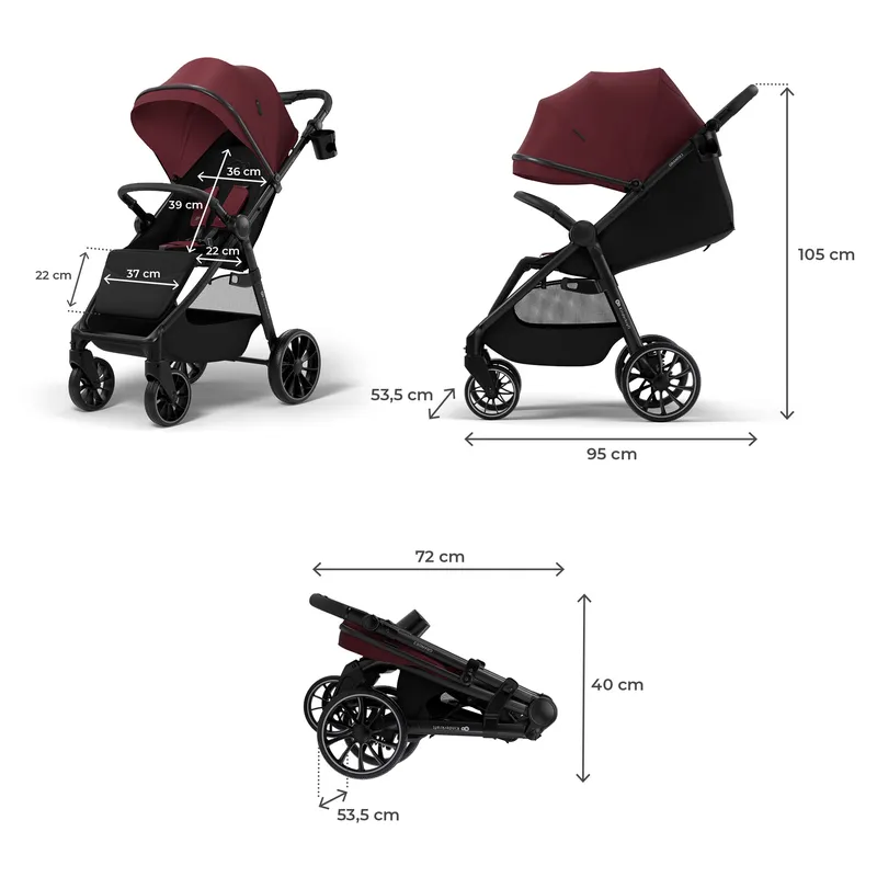 KINDERKRAFT Wózek Spacerowy GRANDE 2 Dark Ruby