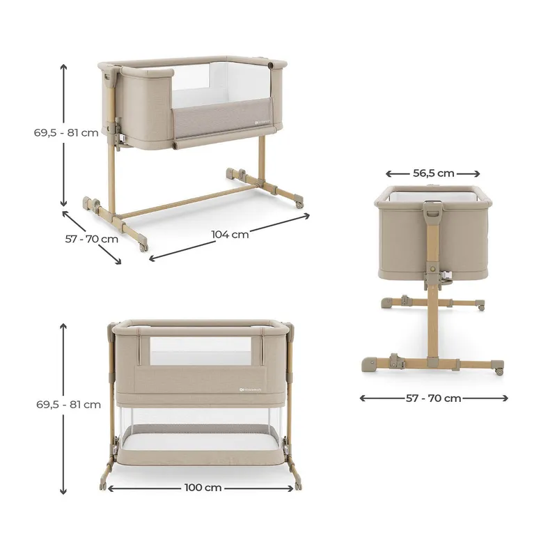 KINDERKRAFT Łóżeczko Dostawne NESTEE GROW 2 Beige Wood
