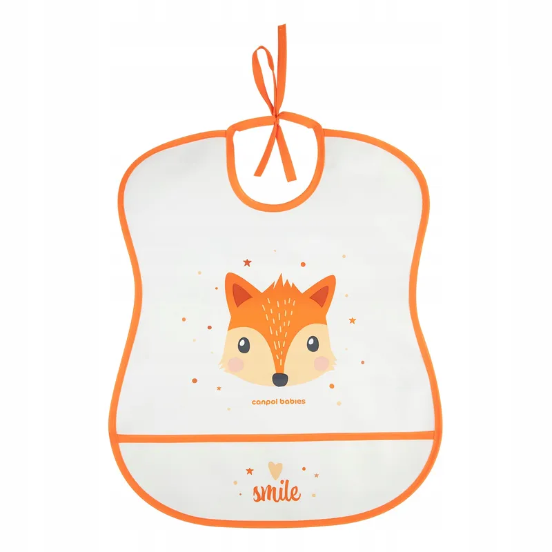CANPOL 2/919_ORA Miękki Śliniak Wodoodporny Z Kieszonką CUTE ANIMALS