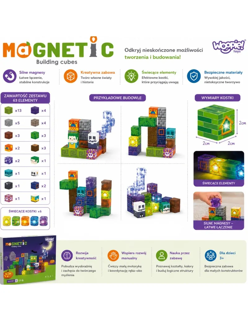 WOOPIE 58878 Klocki Magnetyczne Świecące Halloween 63