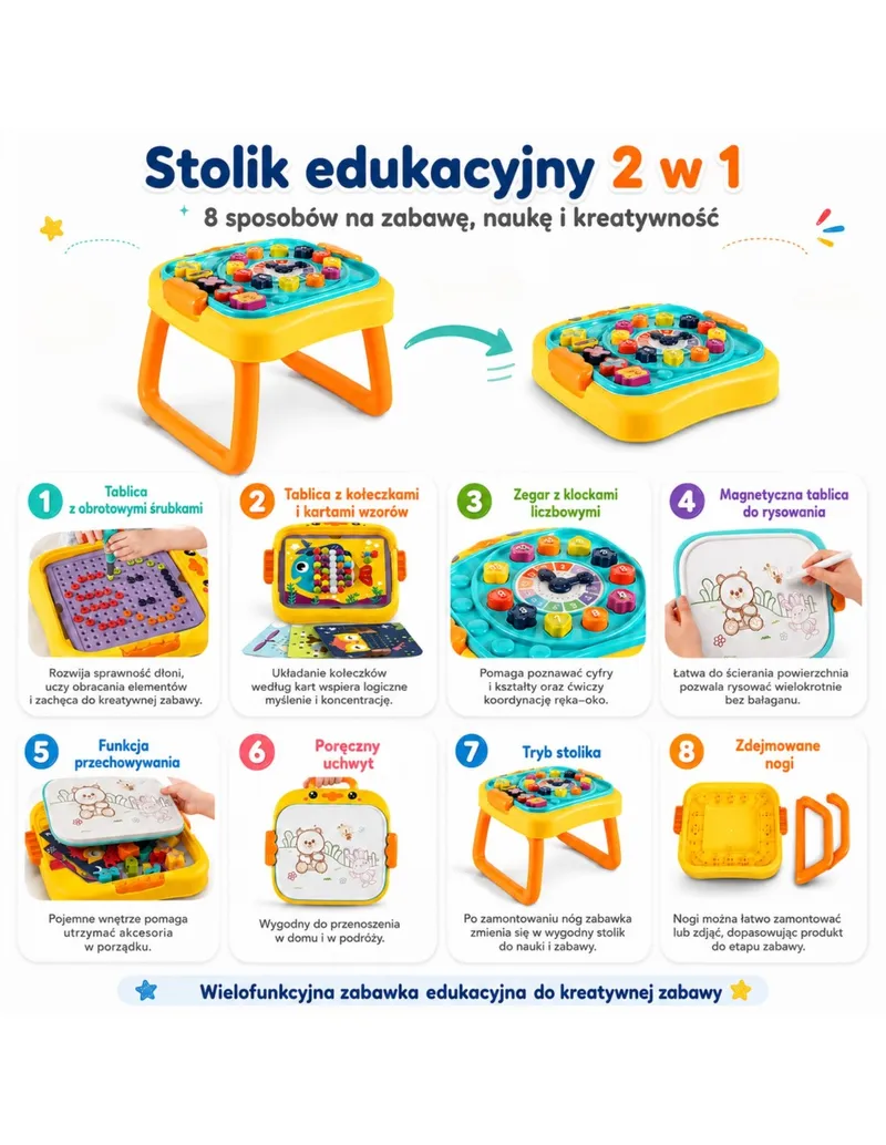 WOOPIE 59547 Interaktywny Stolik Edukacyjny Warsztat I Tablica Suchościeralna