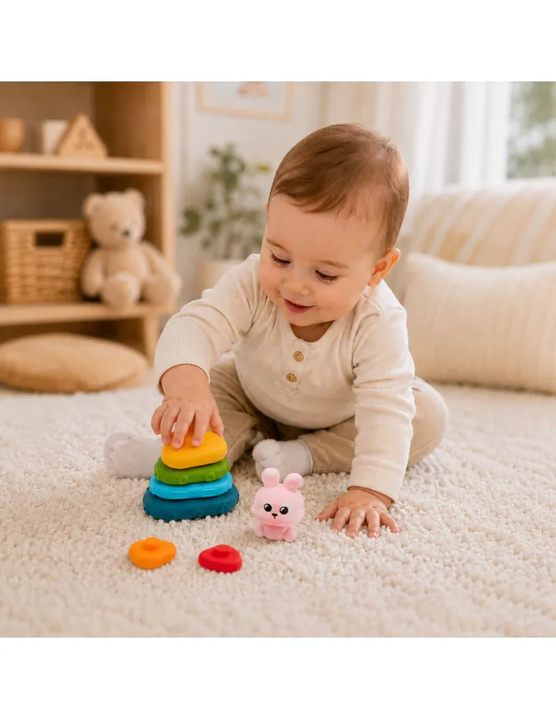 WOOPIE BABY 59332 Piramidka Sensoryczna Wieża Króliczek