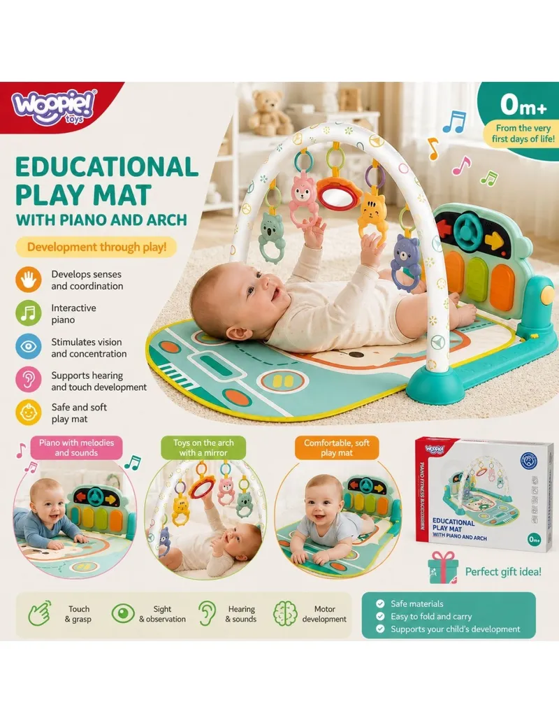WOOPIE BABY 59233 Mata Edukacyjna Z Pianinkiem 10 el