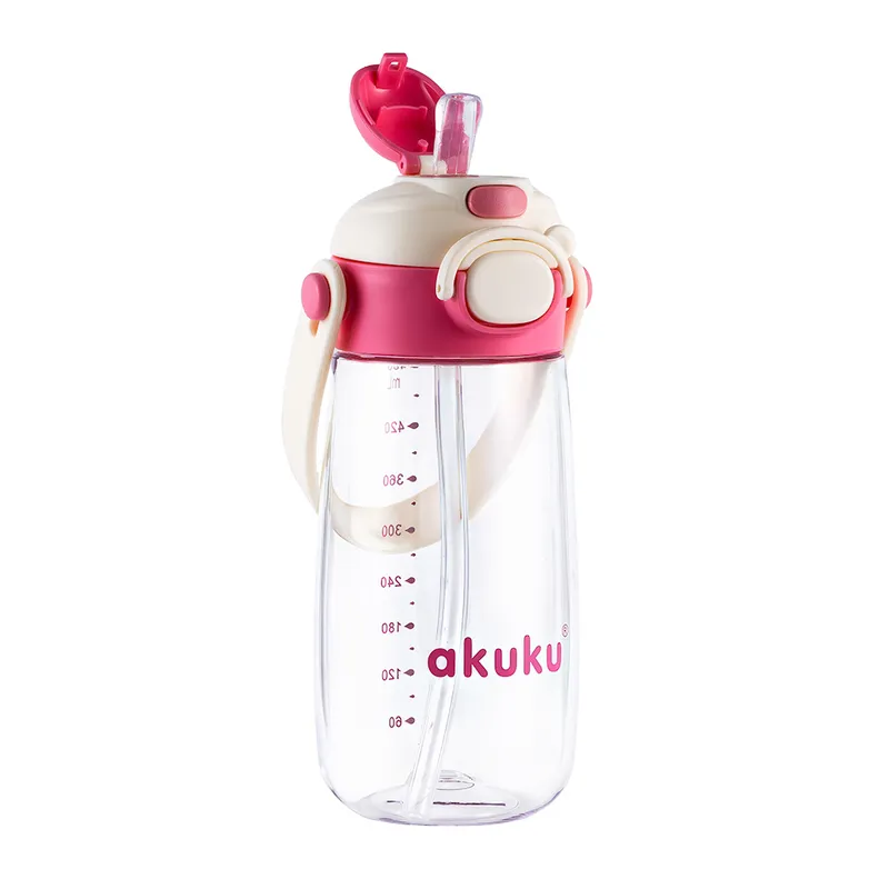AKUKU A0725 Bidon Ze Słomką Szkolny - Różowy