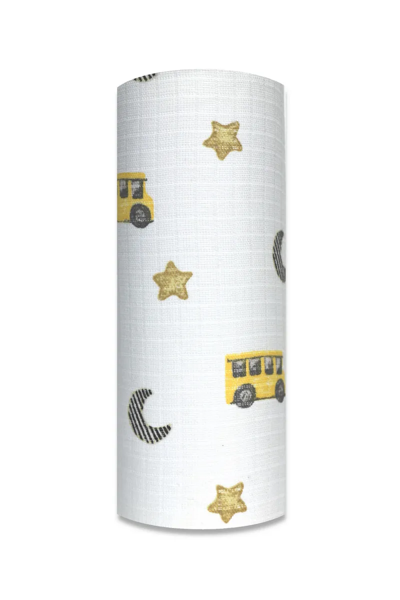 EGA Pielucha Tetra Druk 70x80 ŻÓŁTY AUTOBUS 4275 Cena Za 1 szt / Pakowane Po 5 szt