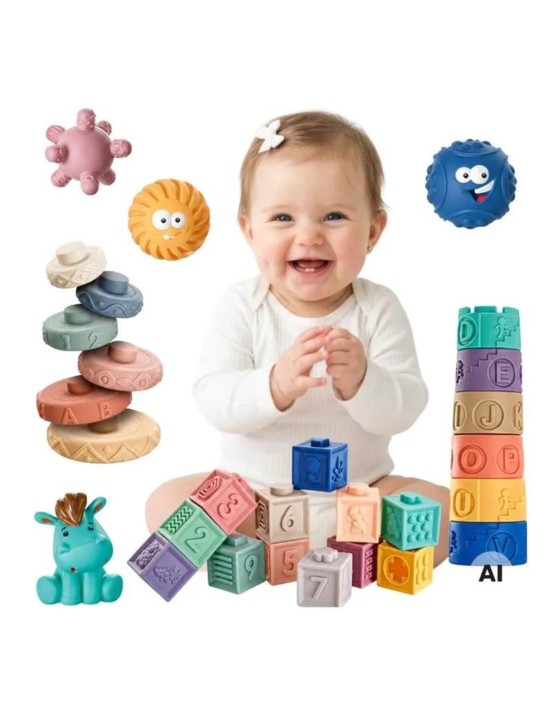 WOOPIE BABY 100383 Miękkie Klocki Sensoryczne Zestaw 27