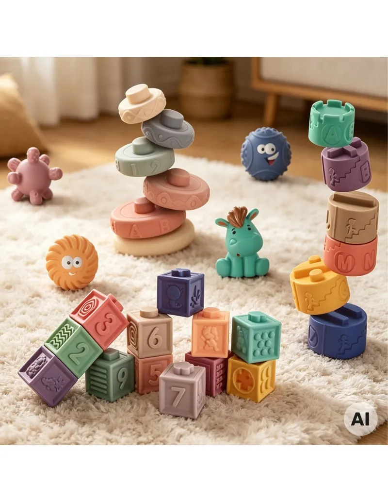 WOOPIE BABY 100383 Miękkie Klocki Sensoryczne Zestaw 27