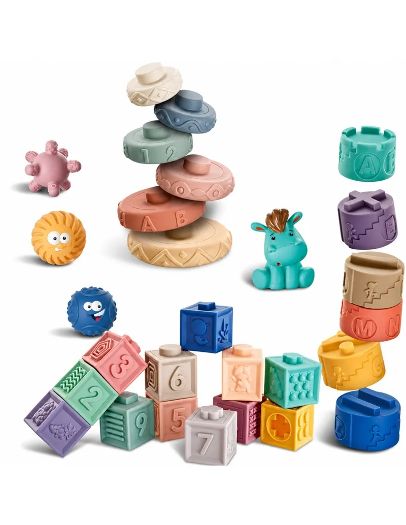 WOOPIE BABY 100383 Miękkie Klocki Sensoryczne Zestaw 27