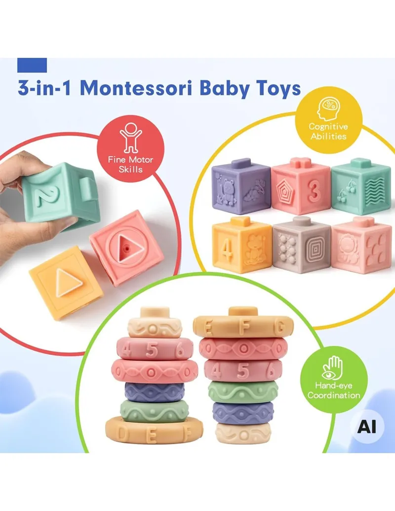 WOOPIE BABY 100222 Miękkie Klocki Sensoryczne Zestaw 23