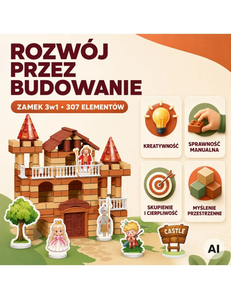 WOOPIE 100109 Zestaw Do Budowania Cegły Zamek 506 el