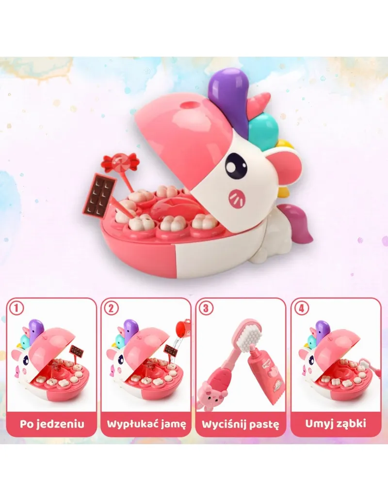 WOOPIE 54757 Zestaw Małego Dentysty Głowa Jednorożca