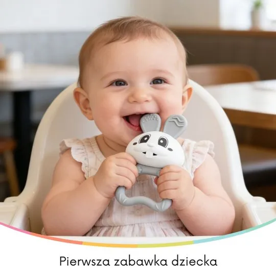 Mombella 02401 Gryzak Grzechotka 2w1 Królik Bunny Grey